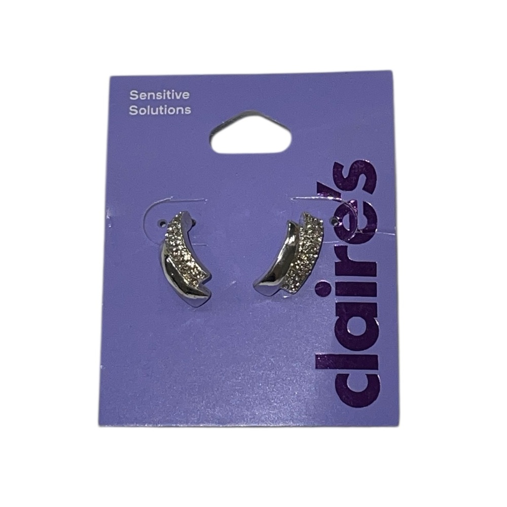 🤑 5/$25 Claire's Silver Earrings With Sparkly Accents NWT